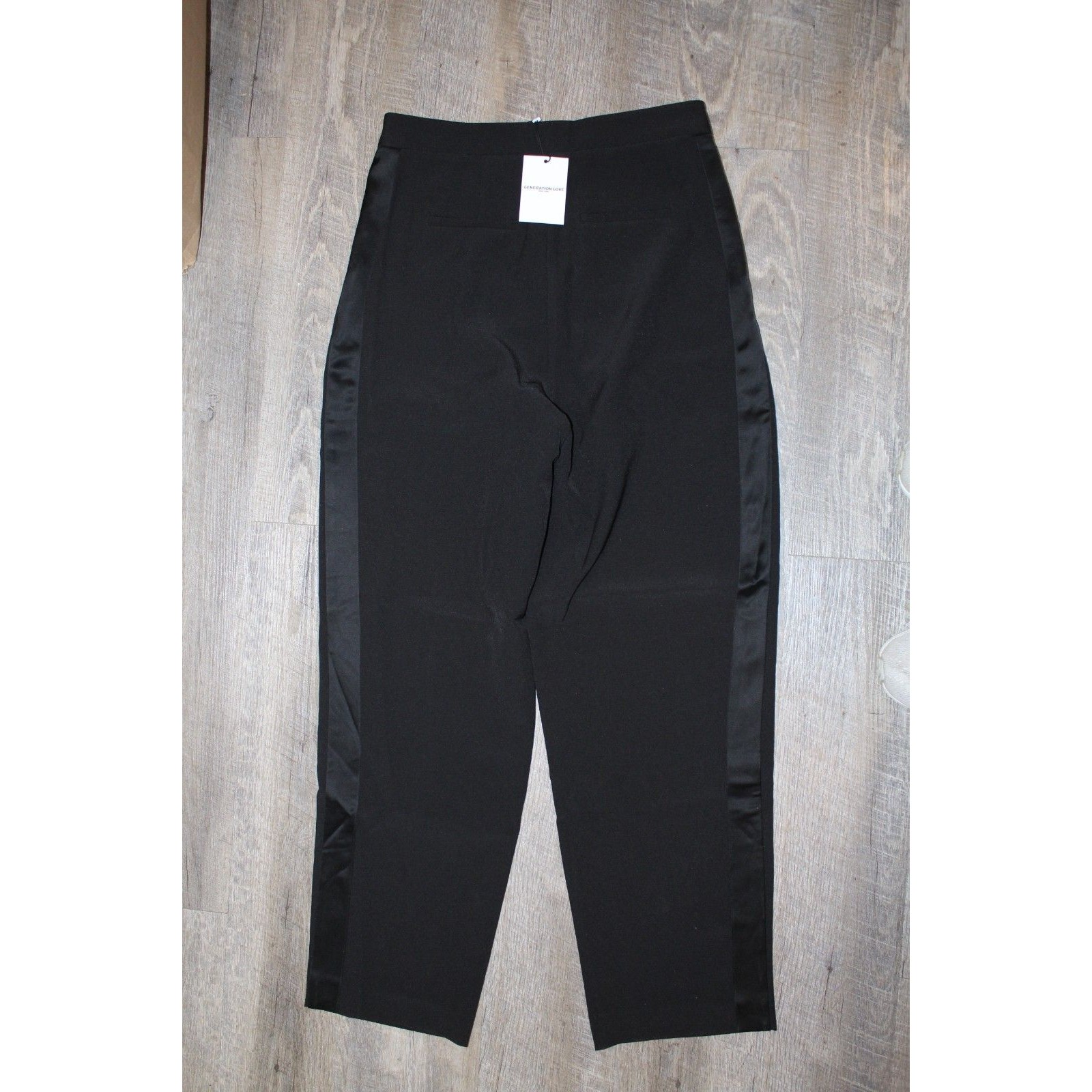 Generation Love Ellen Tuxedo Crepe Pants Pleated Front Trousers Black 8 Nwt $248 — image 4 of 5